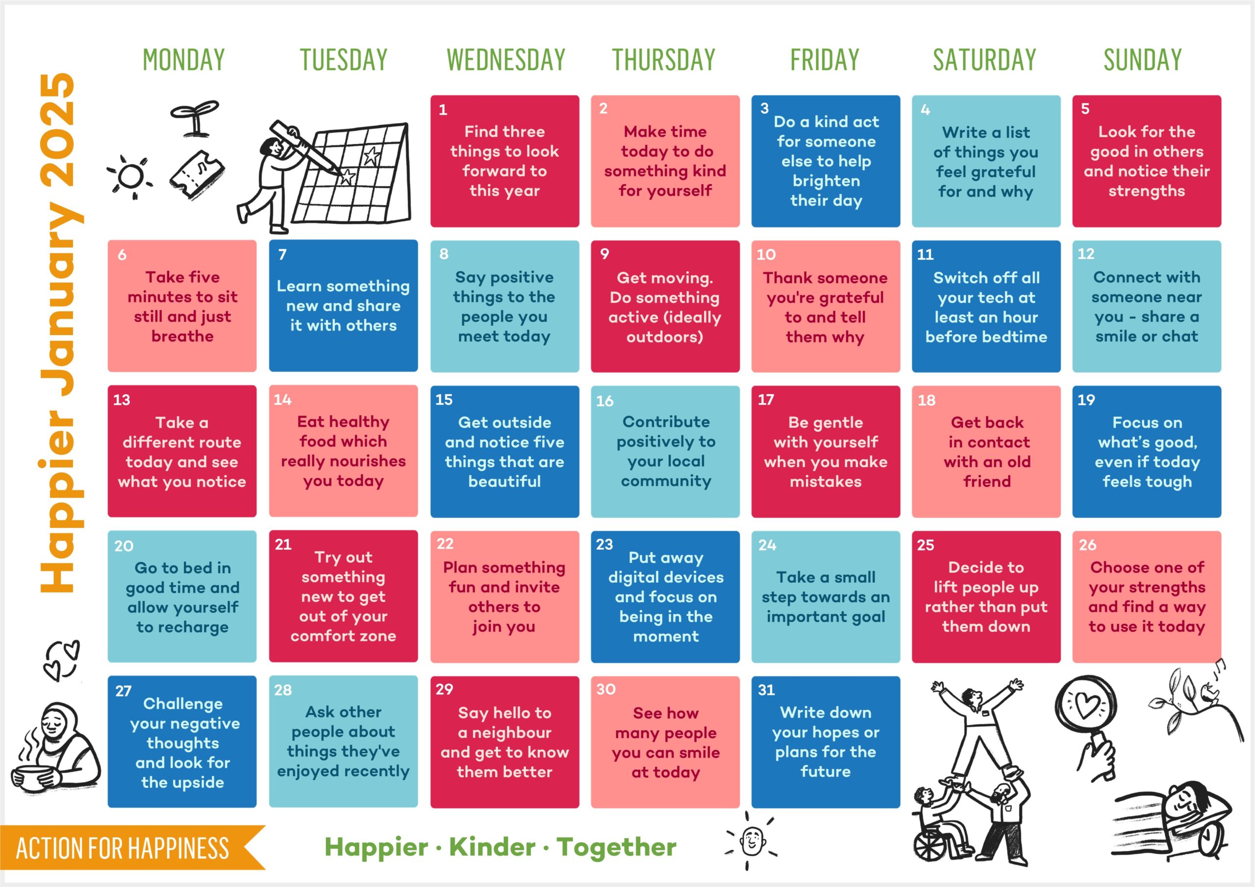 Action for Happiness Happier January Umbrella Medical Group